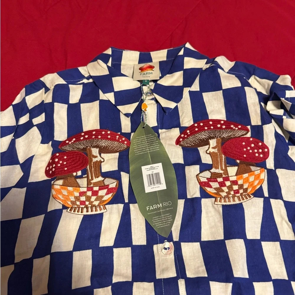 FARM Rio Blue and White Checkered Mushroom Shirt - Picture 2 of 8